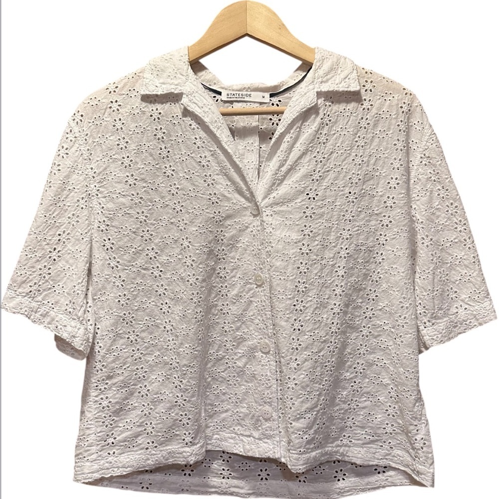 Stateside White Eyelet Button-Down Shirt